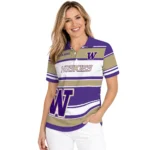 Washington Huskies Polo Shirt Customized Horizontal Blocks Purple Best Selling