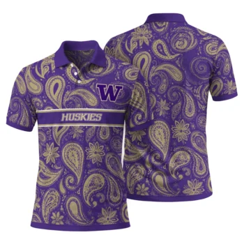 Washington Huskies Polo Shirt Customized Paisley Band Purple Fashion Forward