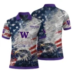 Washington Huskies Polo Shirt Customized Star Brushstrokes Purple Blue Best Selling