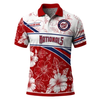 Washington Nationals Polo Shirt Customized Floral Angles Red White Best Selling