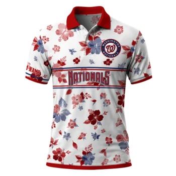 Washington Nationals Polo Shirt Customized Floral Pinstripe Red White Best Selling