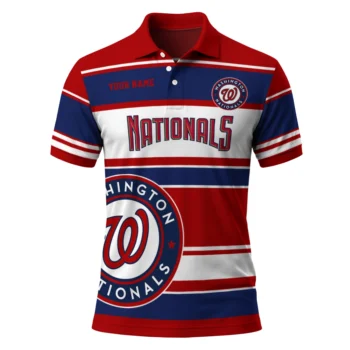 Washington Nationals Polo Shirt Customized Horizontal Blocks Red Best Selling