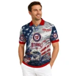 Washington Nationals Polo Shirt Customized Star Brushstrokes Red Blue Best Selling