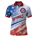 Washington Nationals Polo Shirt Customized Star Stripes Red Blue Best Selling