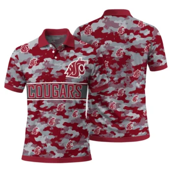 Washington State Cougars Polo Shirt Personalized Camo Band Crimson Fashion Forward
