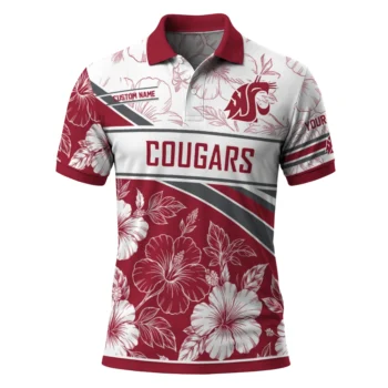 Washington State Cougars Polo Shirt Personalized Floral Angles Crimson White Best Selling