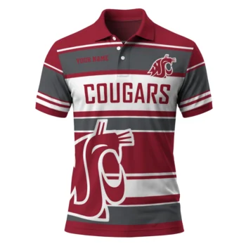 Washington State Cougars Polo Shirt Personalized Horizontal Blocks Crimson Best Selling