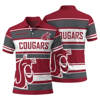 Washington State Cougars Polo Shirt Personalized Horizontal Blocks Crimson Fashion Forward