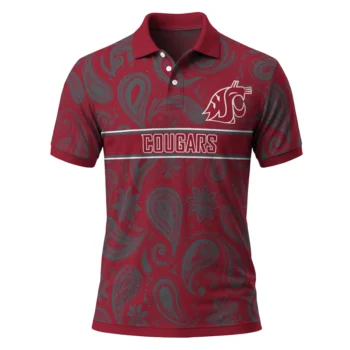 Washington State Cougars Polo Shirt Personalized Paisley Band Crimson Best Selling