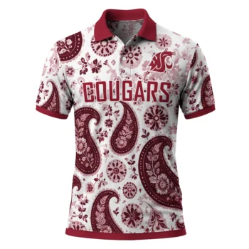 Washington State Cougars Polo Shirt Personalized Paisley Florals Crimson White Best Selling