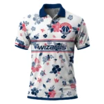 Washington Wizards Polo Shirt - Customized Floral Pinstripe Blue White