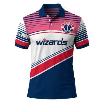 Washington Wizards Polo Shirt - Customized Slanted Stripes Blue White