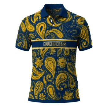 West Virginia Mountaineers Polo Shirt Personalized Paisley Band Blue Best Selling