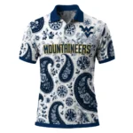 West Virginia Mountaineers Polo Shirt Personalized Paisley Florals Blue White Best Selling