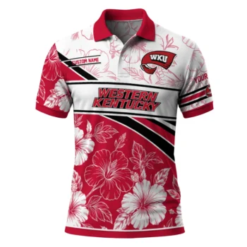 Western Kentucky Hilltoppers Polo Shirt Customized Floral Angles Red White Best Selling