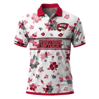 Western Kentucky Hilltoppers Polo Shirt Customized Floral Pinstripe Red White Best Selling