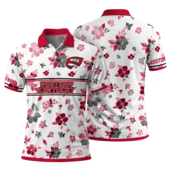 Western Kentucky Hilltoppers Polo Shirt Customized Floral Pinstripe Red White Fashion Forward