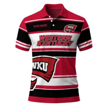 Western Kentucky Hilltoppers Polo Shirt Customized Horizontal Blocks Red Best Selling