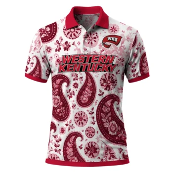 Western Kentucky Hilltoppers Polo Shirt Customized Paisley Florals Red White Best Selling