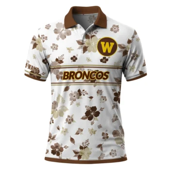 Western Michigan Broncos Polo Shirt Personalized Floral Pinstripe Brown White Best Selling