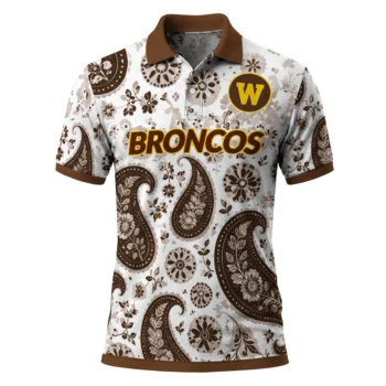 Western Michigan Broncos Polo Shirt Personalized Paisley Florals Brown White Best Selling