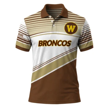 Western Michigan Broncos Polo Shirt Personalized Slanted Stripes Brown White Best Selling