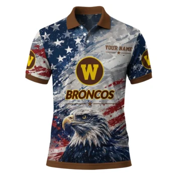 Western Michigan Broncos Polo Shirt Personalized Star Brushstrokes Brown Blue Best Selling
