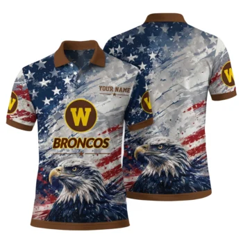 Western Michigan Broncos Polo Shirt Personalized Star Brushstrokes Brown Blue Fashion Forward