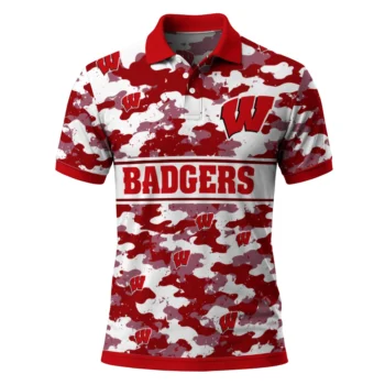 Wisconsin Badgers Polo Shirt Custom Camo Band Red Best Selling