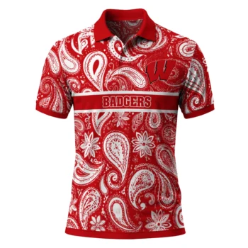 Wisconsin Badgers Polo Shirt Custom Paisley Band Red Best Selling