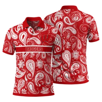 Wisconsin Badgers Polo Shirt Custom Paisley Band Red Fashion Forward