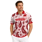 Wisconsin Badgers Polo Shirt Custom Paisley Florals Red White Best Selling