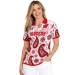 Wisconsin Badgers Polo Shirt Custom Paisley Florals Red White Best Selling