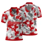 Wisconsin Badgers Polo Shirt Custom Pixel Camo Red Best Selling